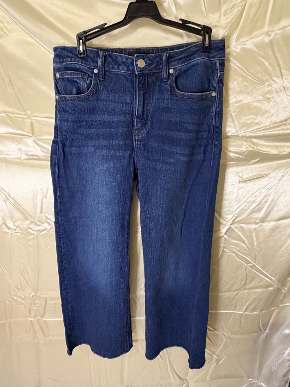 Quince Bella Stretch Jeans Womens 29 Blue High Rise Cropped Raw Hem
